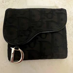 Dior vintage compact saddle wallet black